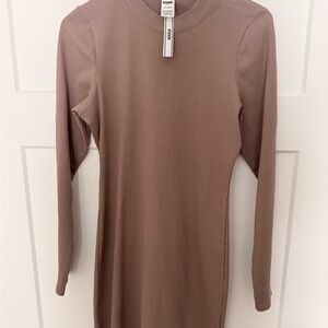 Victoria's Secret Ribbed Long Sleeve Dress in Brown